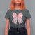Pink Ghost Bow Coquette T Shirt For Women Cute Girlly Boo Sheet Halloween Spooky Season - Wonder Print Shop