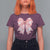 Pink Ghost Bow Coquette T Shirt For Women Cute Girlly Boo Sheet Halloween Spooky Season - Wonder Print Shop