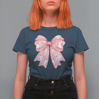Pink Ghost Bow Coquette T Shirt For Women Cute Girlly Boo Sheet Halloween Spooky Season - Wonder Print Shop