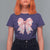 Pink Ghost Bow Coquette T Shirt For Women Cute Girlly Boo Sheet Halloween Spooky Season - Wonder Print Shop