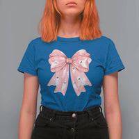Pink Ghost Bow Coquette T Shirt For Women Cute Girlly Boo Sheet Halloween Spooky Season - Wonder Print Shop