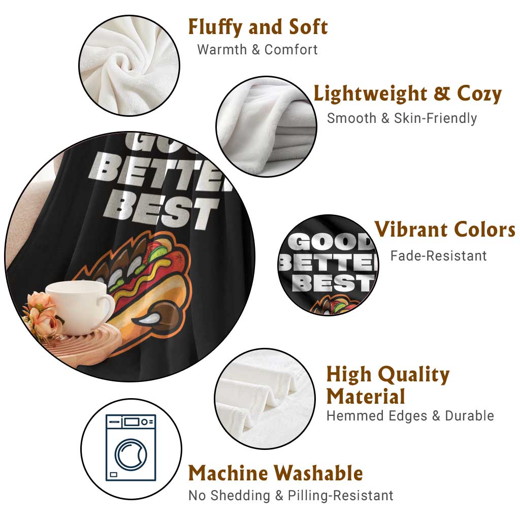 Good Better Best Chicago Football Inspirational Throw Blanket Funny Hot Dog and Claw Graphic - Wonder Print Shop