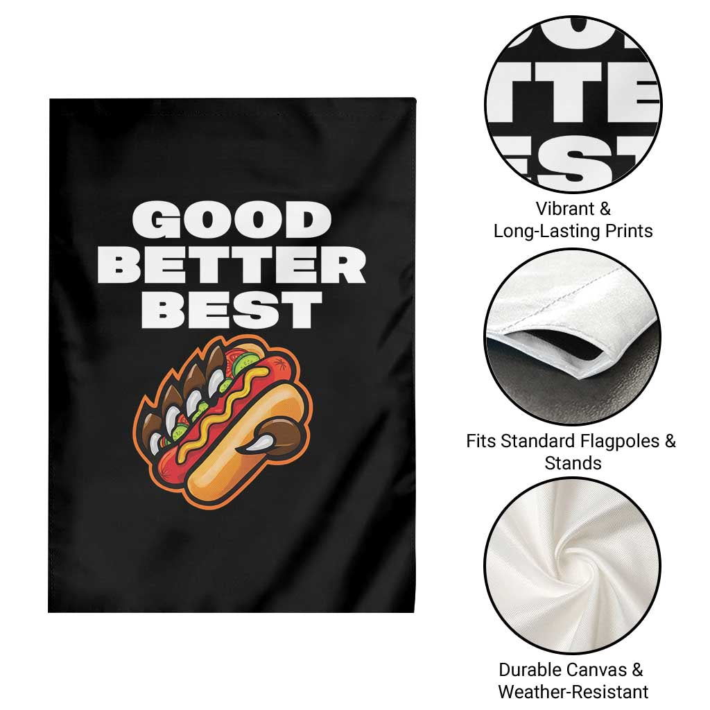 Good Better Best Chicago Football Inspirational Garden Flag Funny Hot Dog and Claw Graphic - Wonder Print Shop