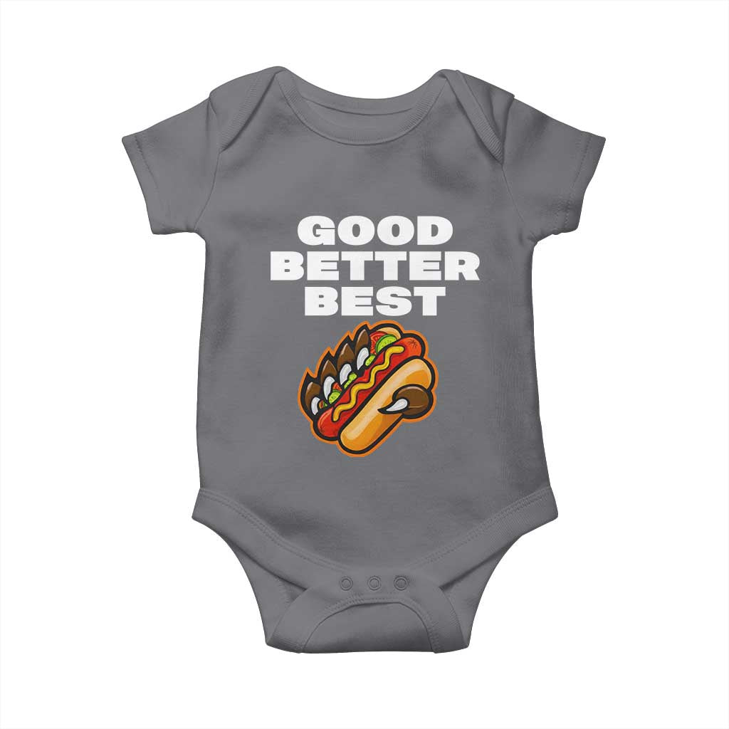 Good Better Best Chicago Football Inspirational Baby Onesie Funny Hot Dog and Claw Graphic - Wonder Print Shop