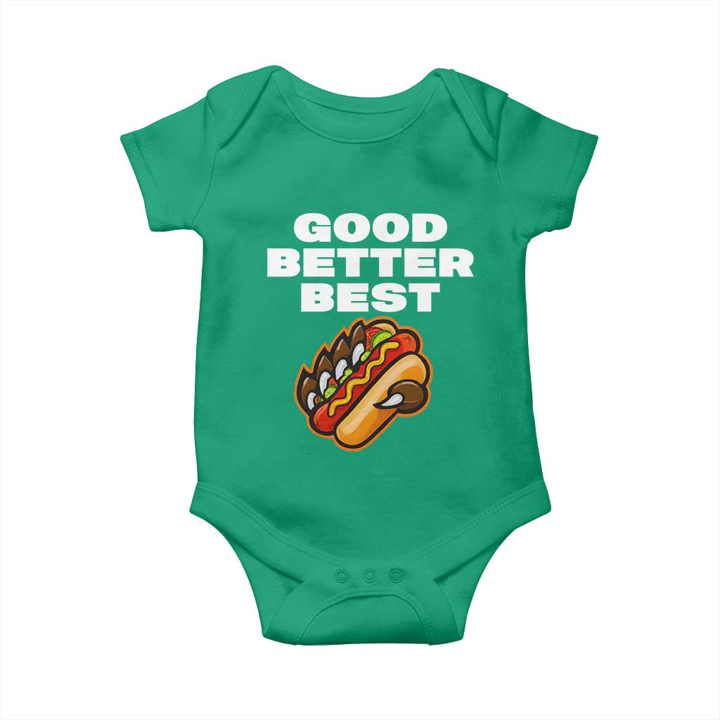 Good Better Best Chicago Football Inspirational Baby Onesie Funny Hot Dog and Claw Graphic - Wonder Print Shop