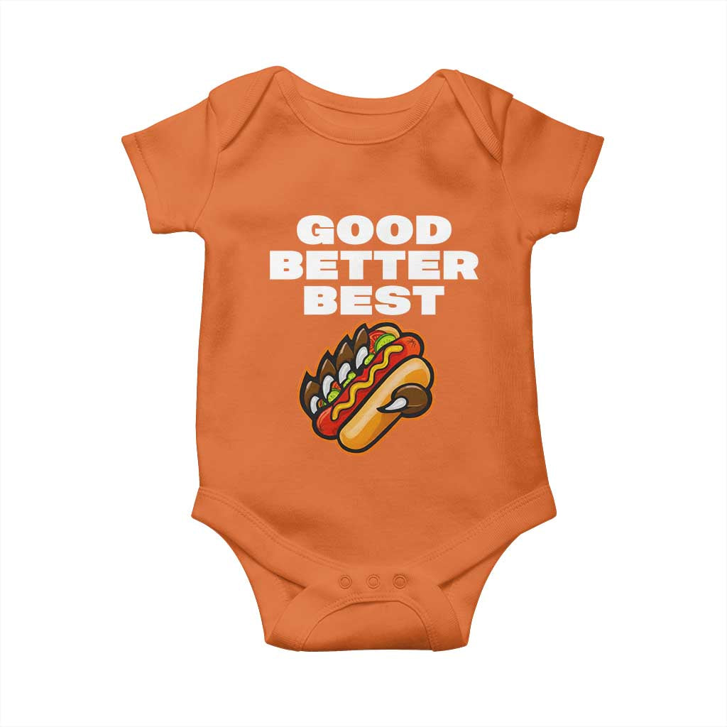 Good Better Best Chicago Football Inspirational Baby Onesie Funny Hot Dog and Claw Graphic - Wonder Print Shop