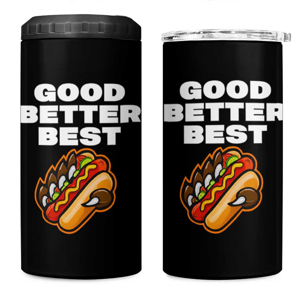 Good Better Best Chicago Football Inspirational 4 in 1 Can Cooler Tumbler Funny Hot Dog and Claw Graphic - Wonder Print Shop