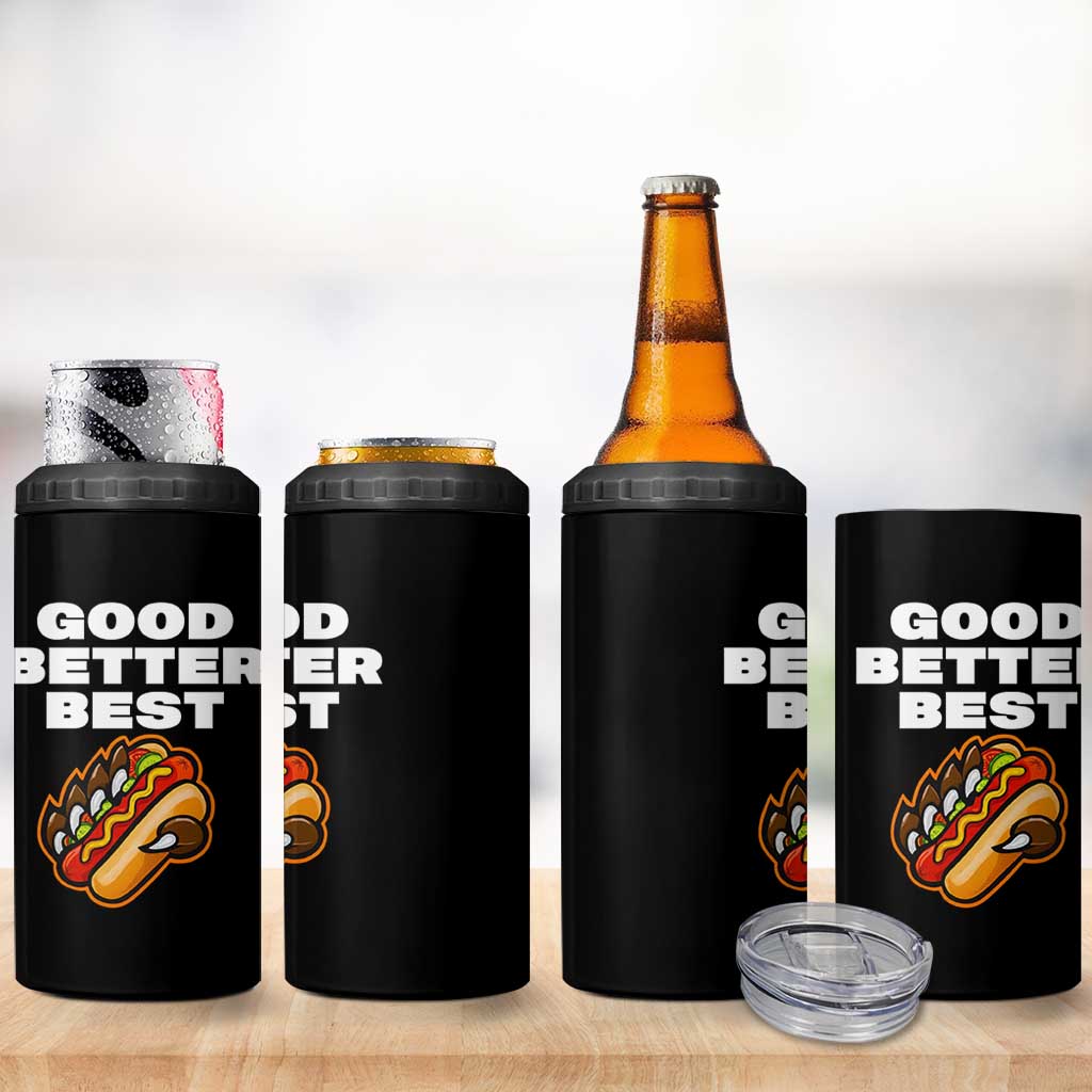 Good Better Best Chicago Football Inspirational 4 in 1 Can Cooler Tumbler Funny Hot Dog and Claw Graphic - Wonder Print Shop