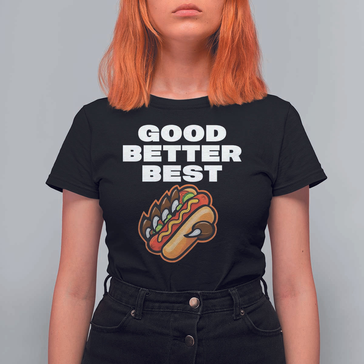 Good Better Best Chicago Football Inspirational T Shirt For Women Funny Hot Dog and Claw Graphic - Wonder Print Shop