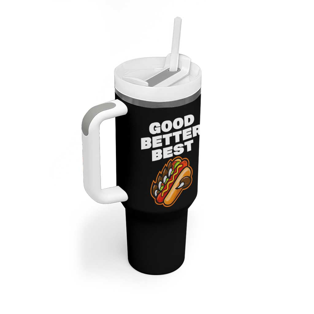 Good Better Best Chicago Football Inspirational Tumbler With Handle Funny Hot Dog and Claw Graphic - Wonder Print Shop