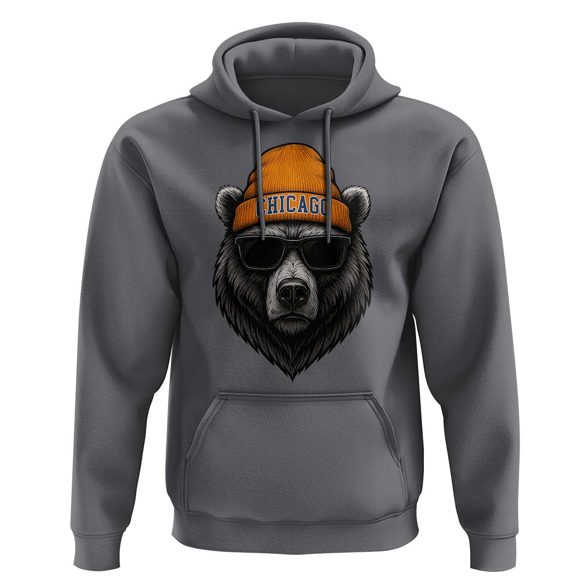 Cool Bear Chicago Graphic Hoodie Retro Vibe City Pride Beanie and Sunglasses - Wonder Print Shop