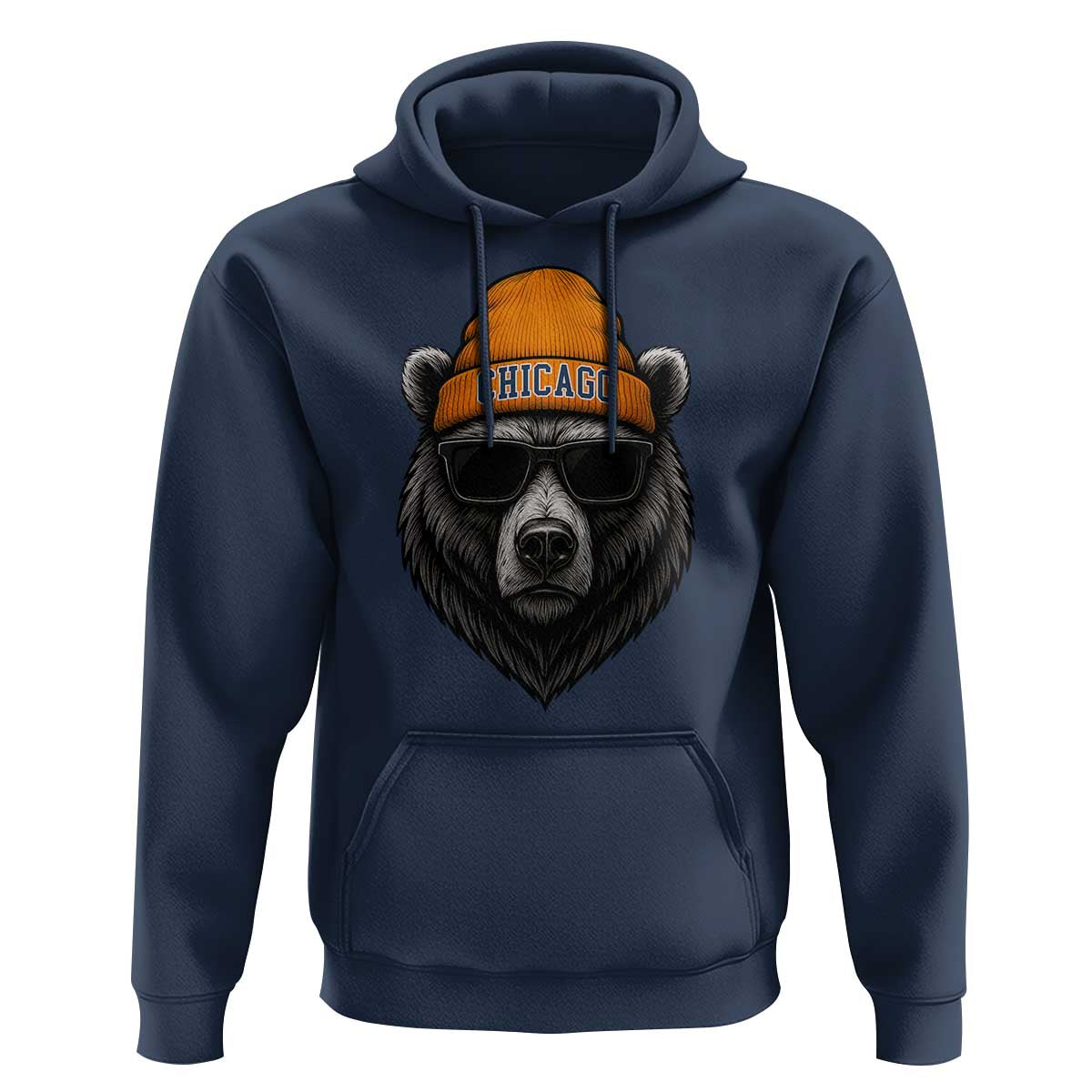 Cool Bear Chicago Graphic Hoodie Retro Vibe City Pride Beanie and Sunglasses - Wonder Print Shop