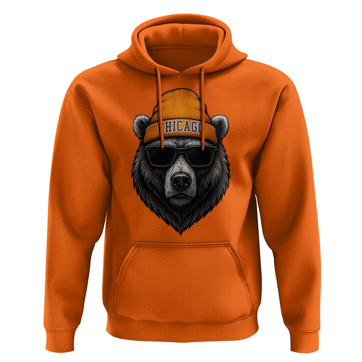 Cool Bear Chicago Graphic Hoodie Retro Vibe City Pride Beanie and Sunglasses - Wonder Print Shop
