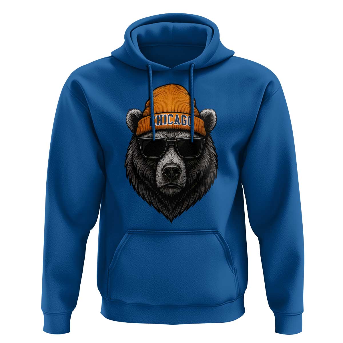 Cool Bear Chicago Graphic Hoodie Retro Vibe City Pride Beanie and Sunglasses - Wonder Print Shop