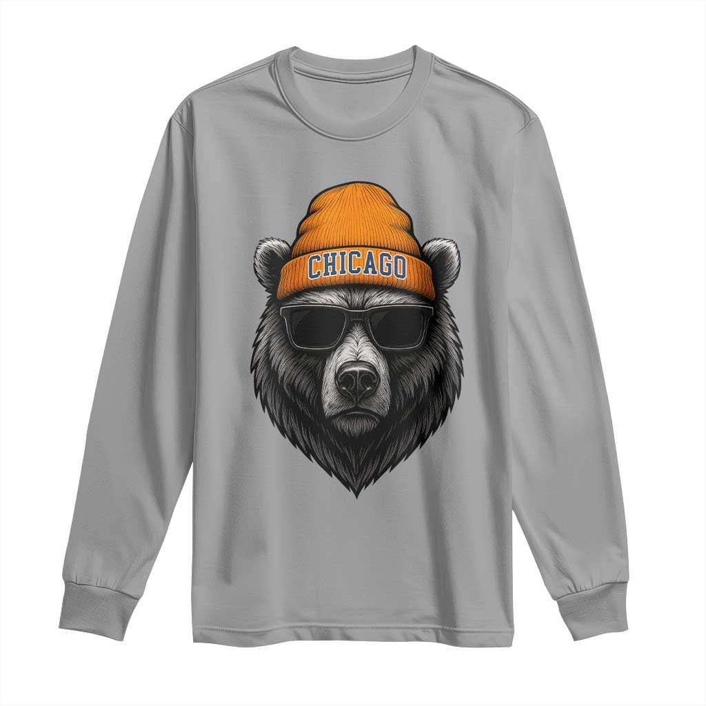 Cool Bear Chicago Graphic Long Sleeve Shirt Retro Vibe City Pride Beanie and Sunglasses - Wonder Print Shop