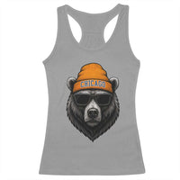 Cool Bear Chicago Graphic Racerback Tank Top Retro Vibe City Pride Beanie and Sunglasses - Wonder Print Shop