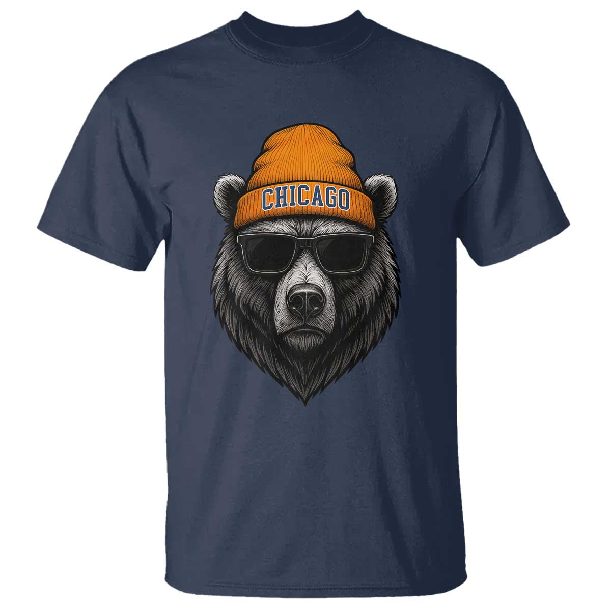 Cool Bear Chicago Graphic T Shirt Retro Vibe City Pride Beanie and Sunglasses - Wonder Print Shop