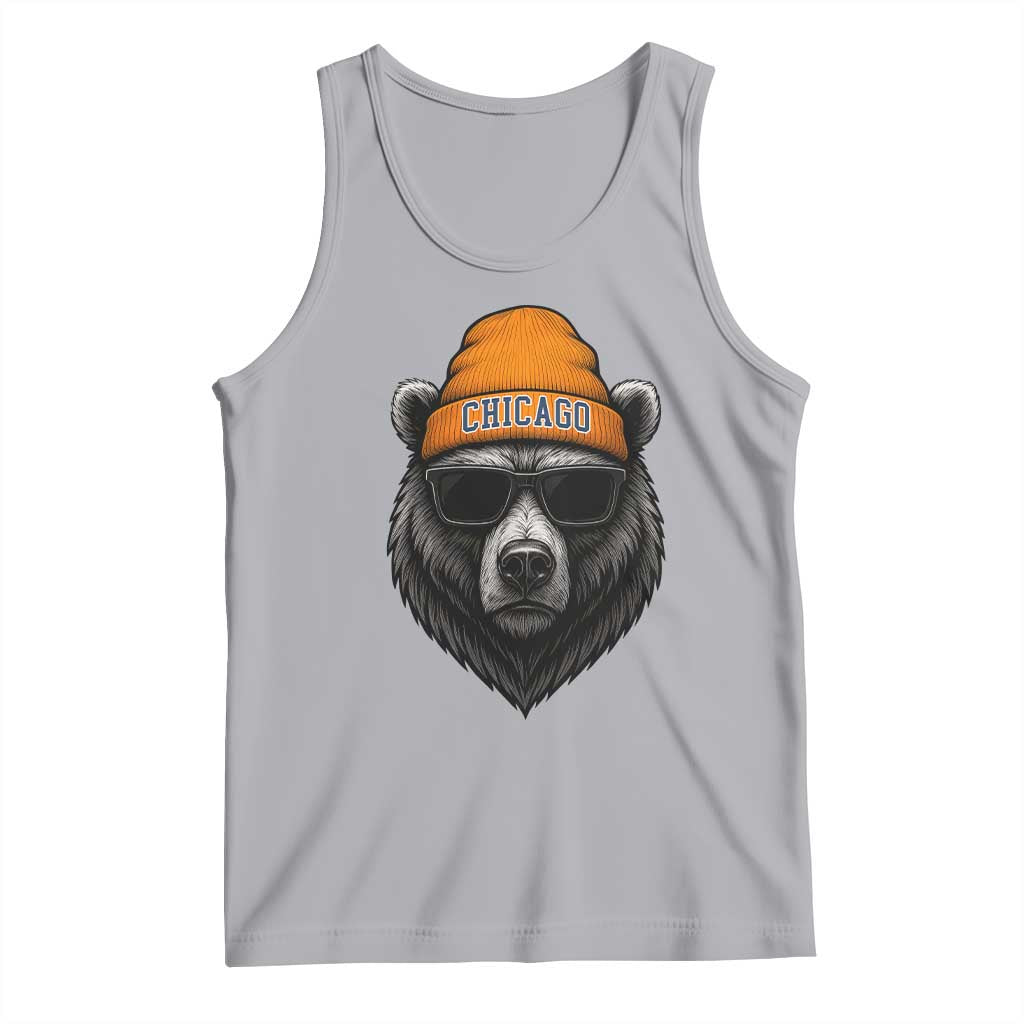 Cool Bear Chicago Graphic Tank Top Retro Vibe City Pride Beanie and Sunglasses - Wonder Print Shop