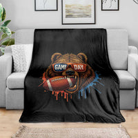 Cool Game Day Bear Graphic Throw Blanket Bold Football Fan Dripping Paint - Wonder Print Shop