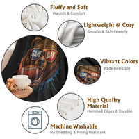 Cool Game Day Bear Graphic Throw Blanket Bold Football Fan Dripping Paint - Wonder Print Shop