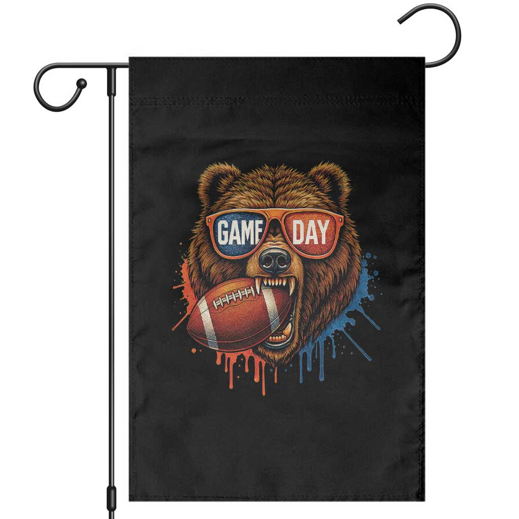 Cool Game Day Bear Graphic Garden Flag Bold Football Fan Dripping Paint - Wonder Print Shop