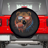 Cool Game Day Bear Graphic Spare Tire Cover Bold Football Fan Dripping Paint - Wonder Print Shop