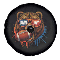 Cool Game Day Bear Graphic Spare Tire Cover Bold Football Fan Dripping Paint - Wonder Print Shop