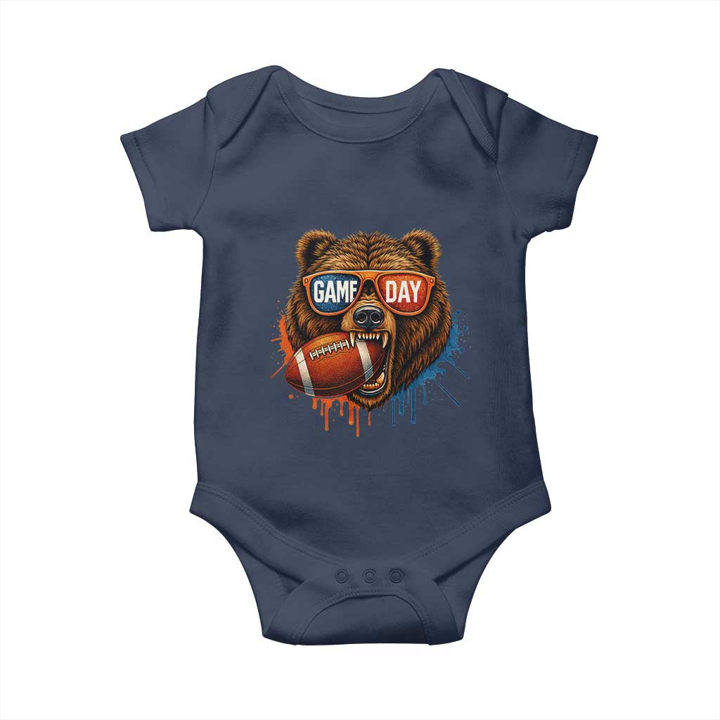 Cool Game Day Bear Graphic Baby Onesie Bold Football Fan Dripping Paint - Wonder Print Shop