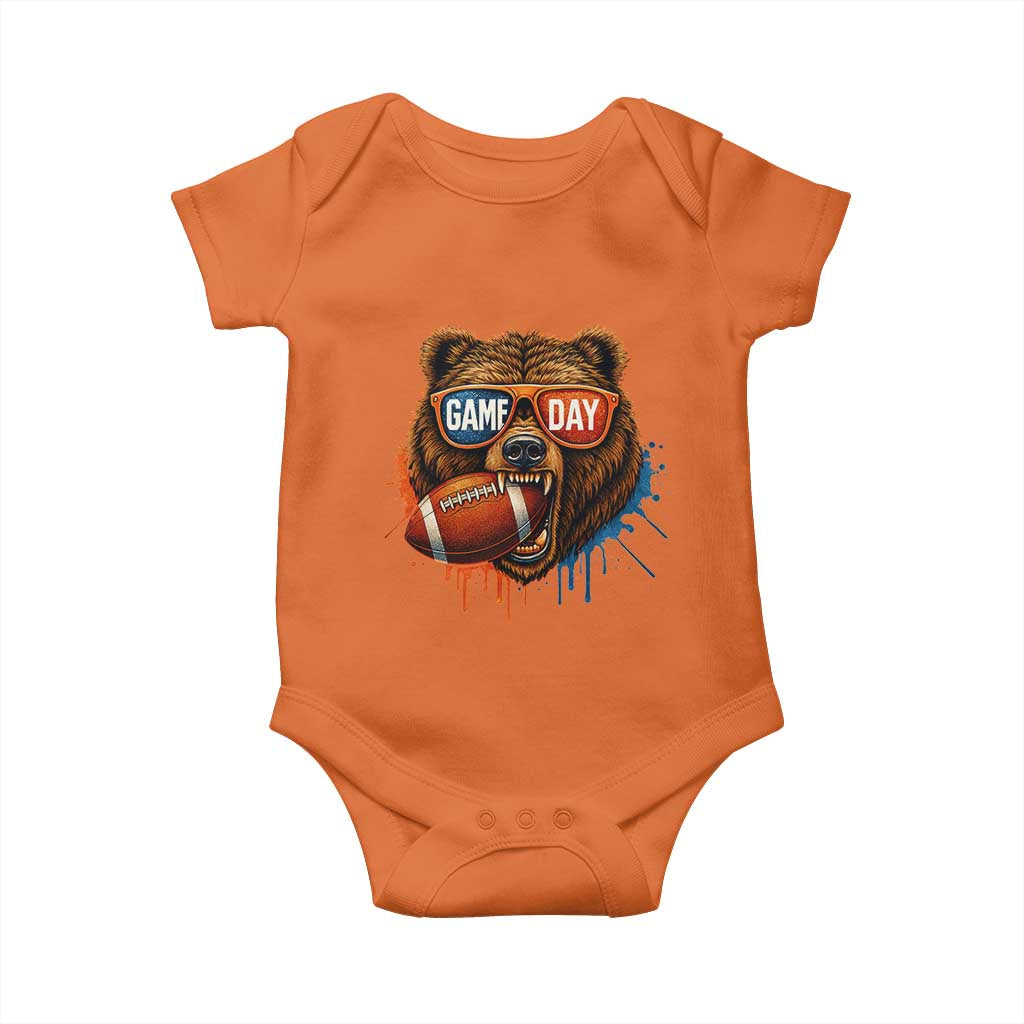 Cool Game Day Bear Graphic Baby Onesie Bold Football Fan Dripping Paint - Wonder Print Shop