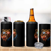 Cool Game Day Bear Graphic 4 in 1 Can Cooler Tumbler Bold Football Fan Dripping Paint - Wonder Print Shop