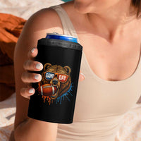 Cool Game Day Bear Graphic 4 in 1 Can Cooler Tumbler Bold Football Fan Dripping Paint - Wonder Print Shop