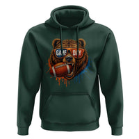 Cool Game Day Bear Graphic Hoodie Bold Football Fan Dripping Paint - Wonder Print Shop