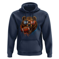 Cool Game Day Bear Graphic Hoodie Bold Football Fan Dripping Paint - Wonder Print Shop
