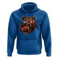 Cool Game Day Bear Graphic Hoodie Bold Football Fan Dripping Paint - Wonder Print Shop