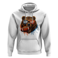 Cool Game Day Bear Graphic Hoodie Bold Football Fan Dripping Paint - Wonder Print Shop