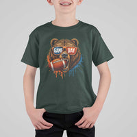 Cool Game Day Bear Graphic T Shirt For Kid Bold Football Fan Dripping Paint - Wonder Print Shop