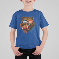 Cool Game Day Bear Graphic T Shirt For Kid Bold Football Fan Dripping Paint - Wonder Print Shop