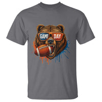 Cool Game Day Bear Graphic T Shirt Bold Football Fan Dripping Paint - Wonder Print Shop
