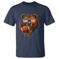 Cool Game Day Bear Graphic T Shirt Bold Football Fan Dripping Paint - Wonder Print Shop