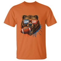 Cool Game Day Bear Graphic T Shirt Bold Football Fan Dripping Paint - Wonder Print Shop