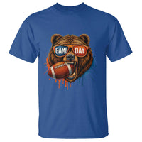 Cool Game Day Bear Graphic T Shirt Bold Football Fan Dripping Paint - Wonder Print Shop