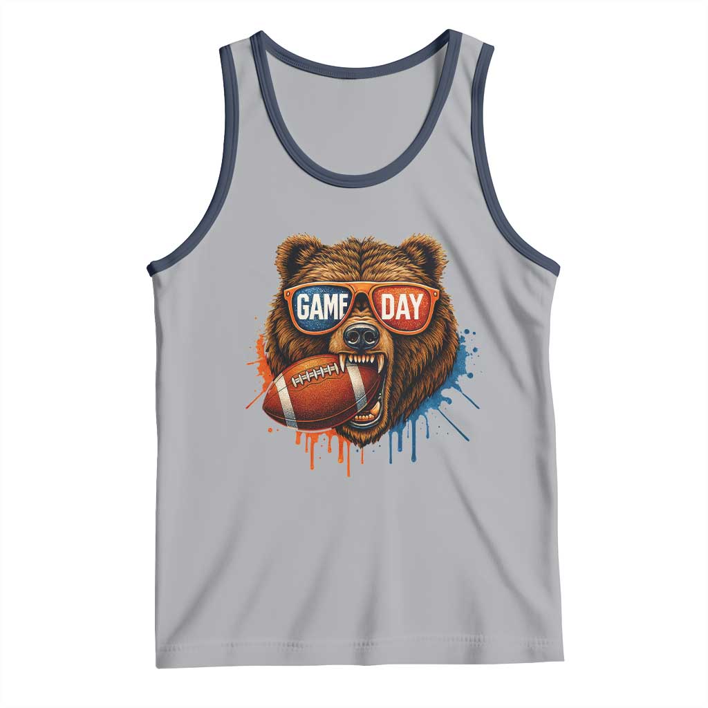 Cool Game Day Bear Graphic Tank Top Bold Football Fan Dripping Paint - Wonder Print Shop