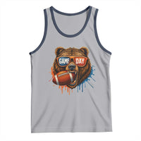 Cool Game Day Bear Graphic Tank Top Bold Football Fan Dripping Paint - Wonder Print Shop