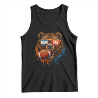 Cool Game Day Bear Graphic Tank Top Bold Football Fan Dripping Paint - Wonder Print Shop