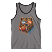 Cool Game Day Bear Graphic Tank Top Bold Football Fan Dripping Paint - Wonder Print Shop