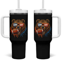 Cool Game Day Bear Graphic Tumbler With Handle Bold Football Fan Dripping Paint - Wonder Print Shop