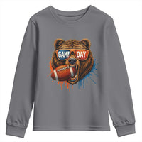 Cool Game Day Bear Graphic Youth Sweatshirt Bold Football Fan Dripping Paint - Wonder Print Shop