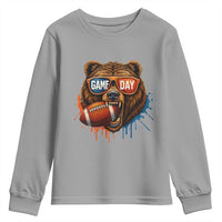 Cool Game Day Bear Graphic Youth Sweatshirt Bold Football Fan Dripping Paint - Wonder Print Shop