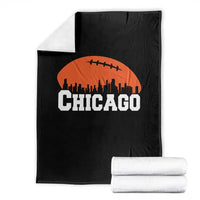Chicago Skyline Football Graphic Throw Blanket Bold Windy City Fan Art for Game Days - Wonder Print Shop