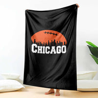 Chicago Skyline Football Graphic Throw Blanket Bold Windy City Fan Art for Game Days - Wonder Print Shop